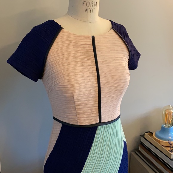 Maeve sheath dress with color blocking and ruching detail. From Anthropologie - Picture 3 of 5
